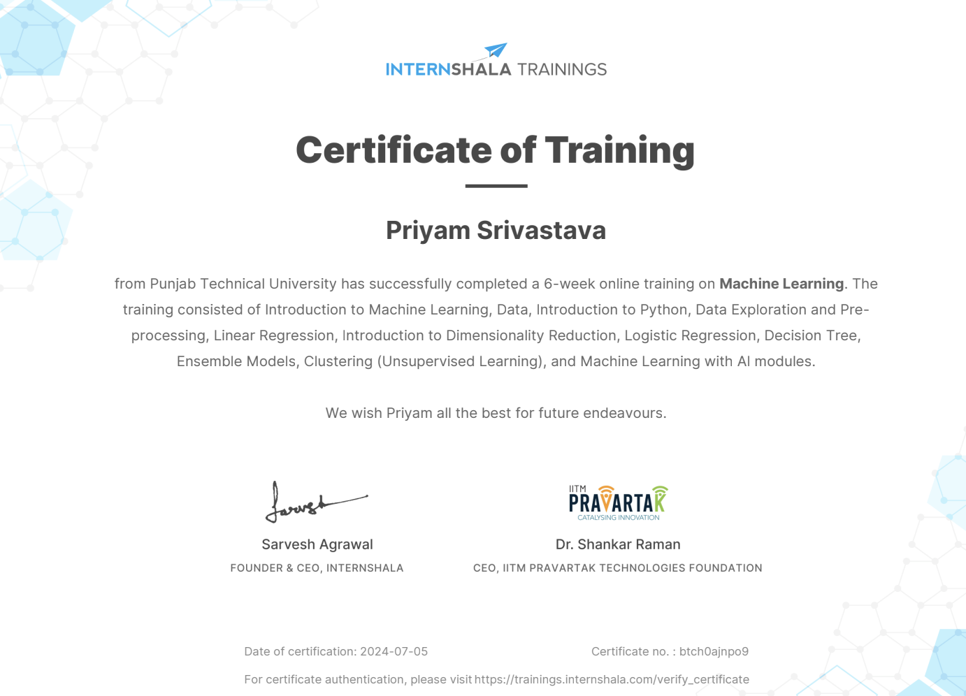 Certification link
